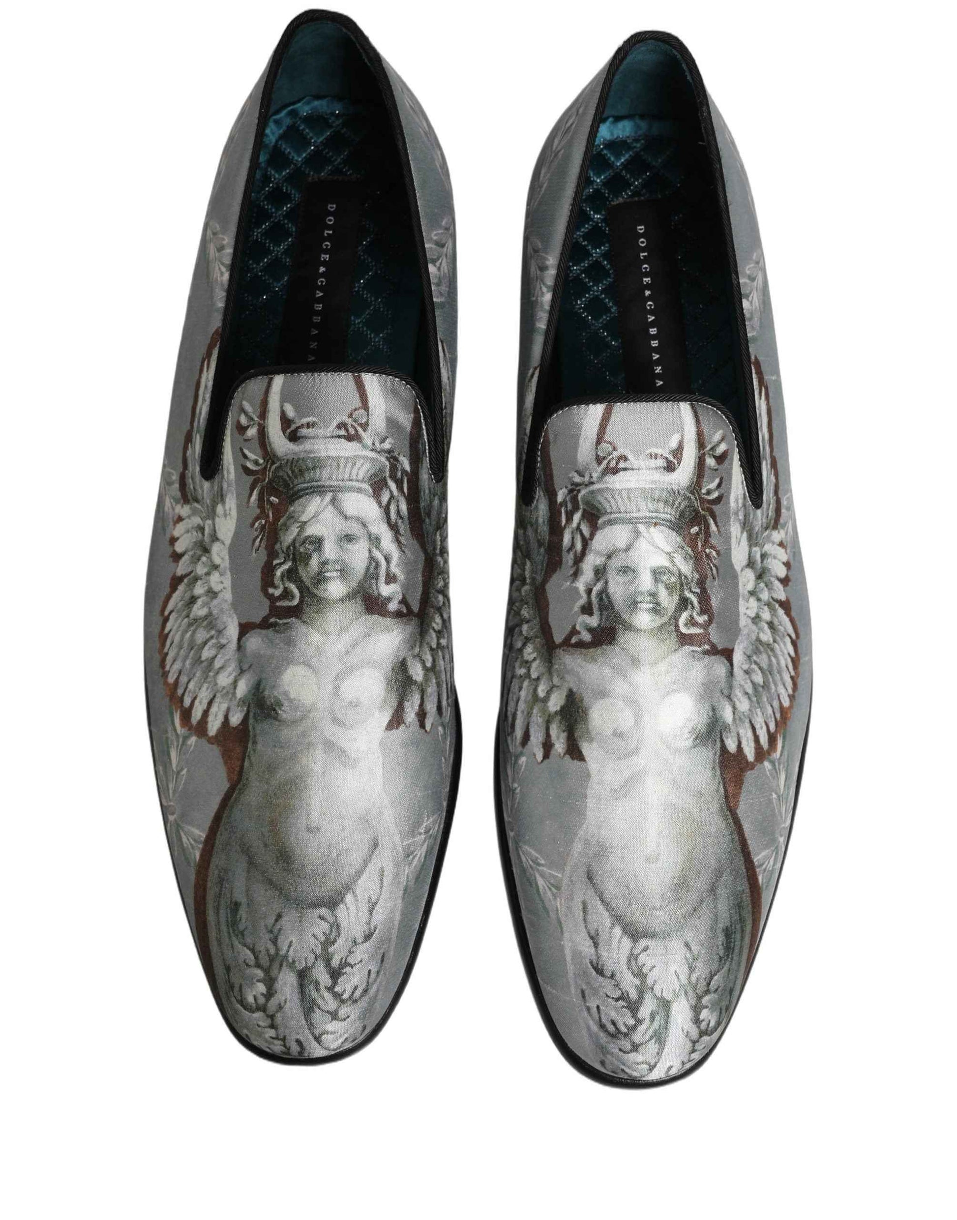 Gray Baroque Angel Velvet Men Loafers Shoes