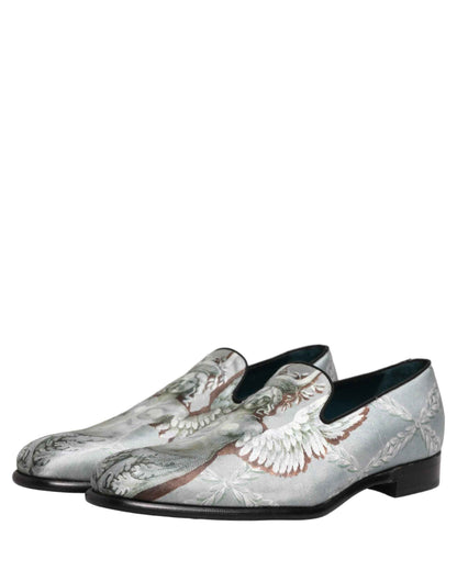Gray Baroque Angel Velvet Men Loafers Shoes