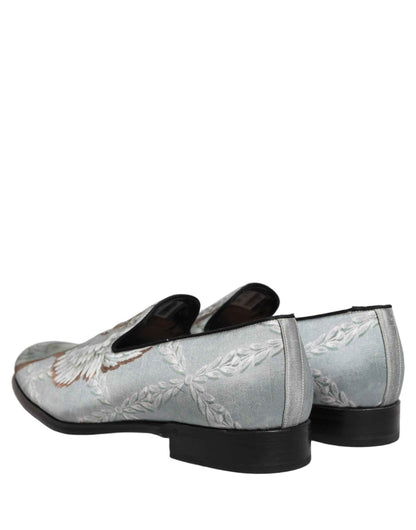 Gray Baroque Angel Velvet Men Loafers Shoes