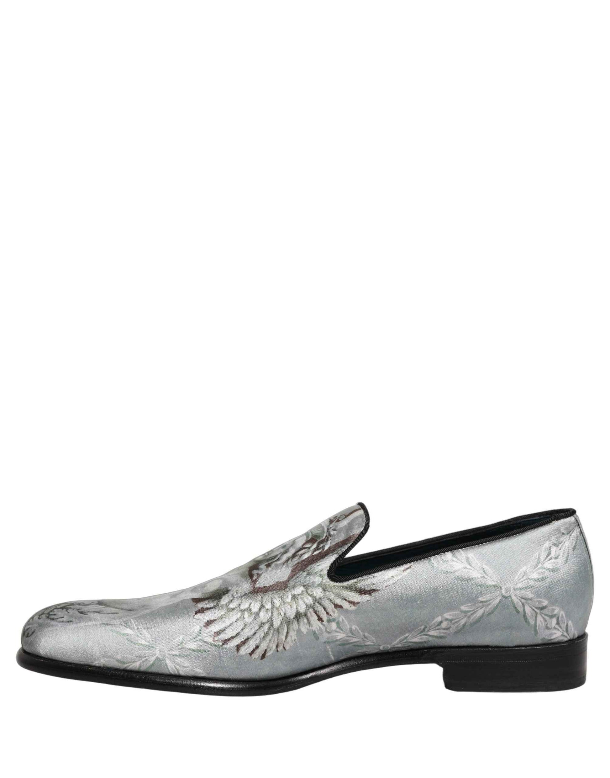 Gray Baroque Angel Velvet Men Loafers Shoes
