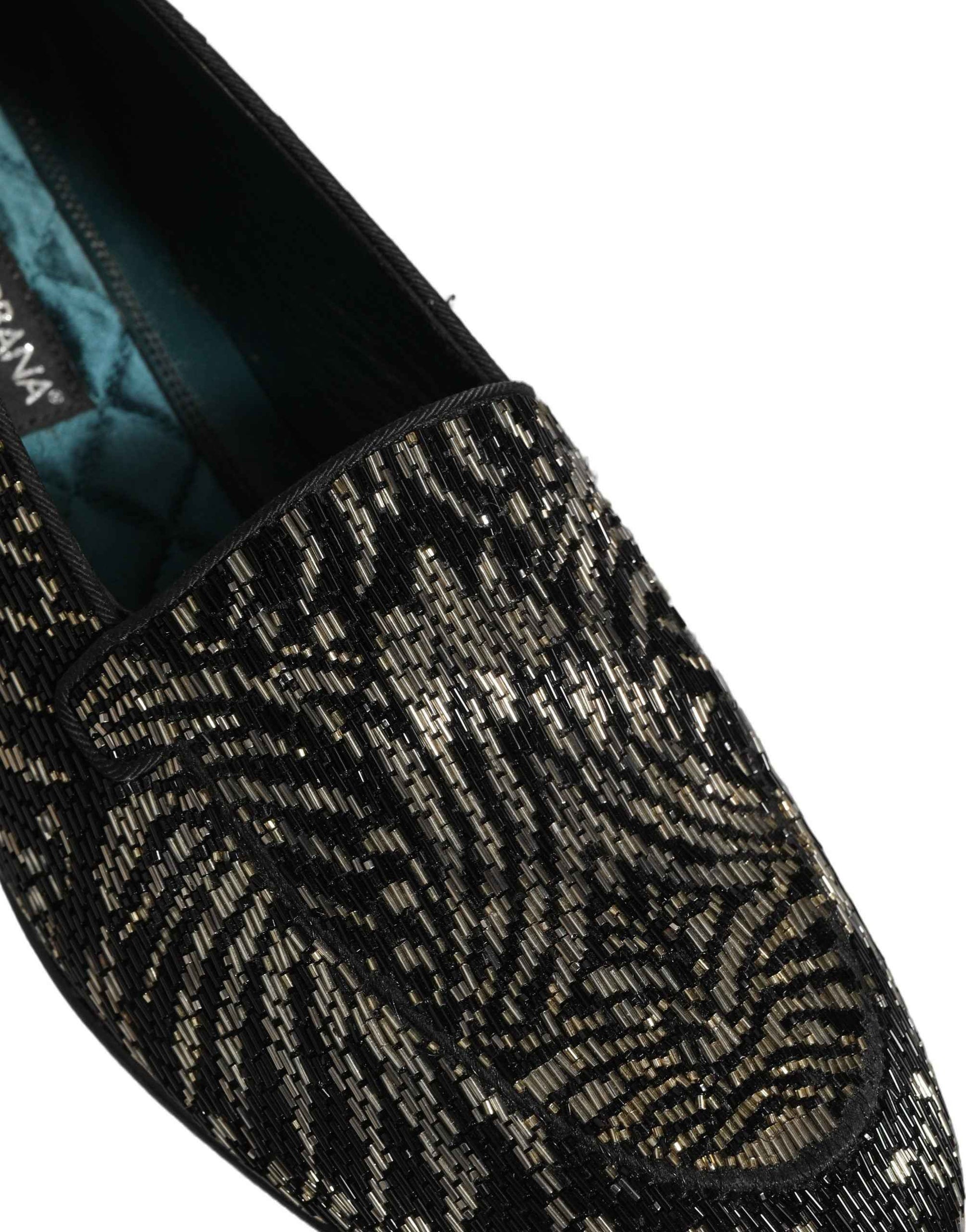 Black Silver Embellished Dress Loafers Shoes