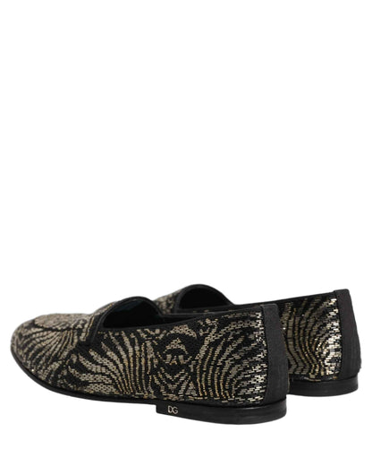 Black Silver Embellished Dress Loafers Shoes