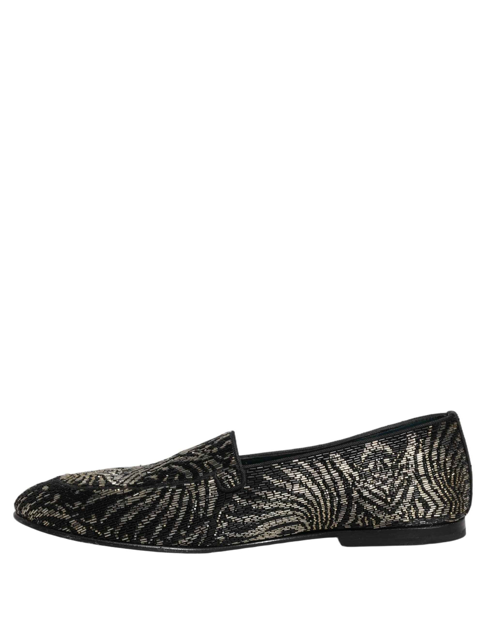 Black Silver Embellished Dress Loafers Shoes
