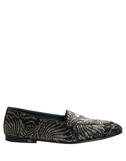 Black Silver Embellished Dress Loafers Shoes