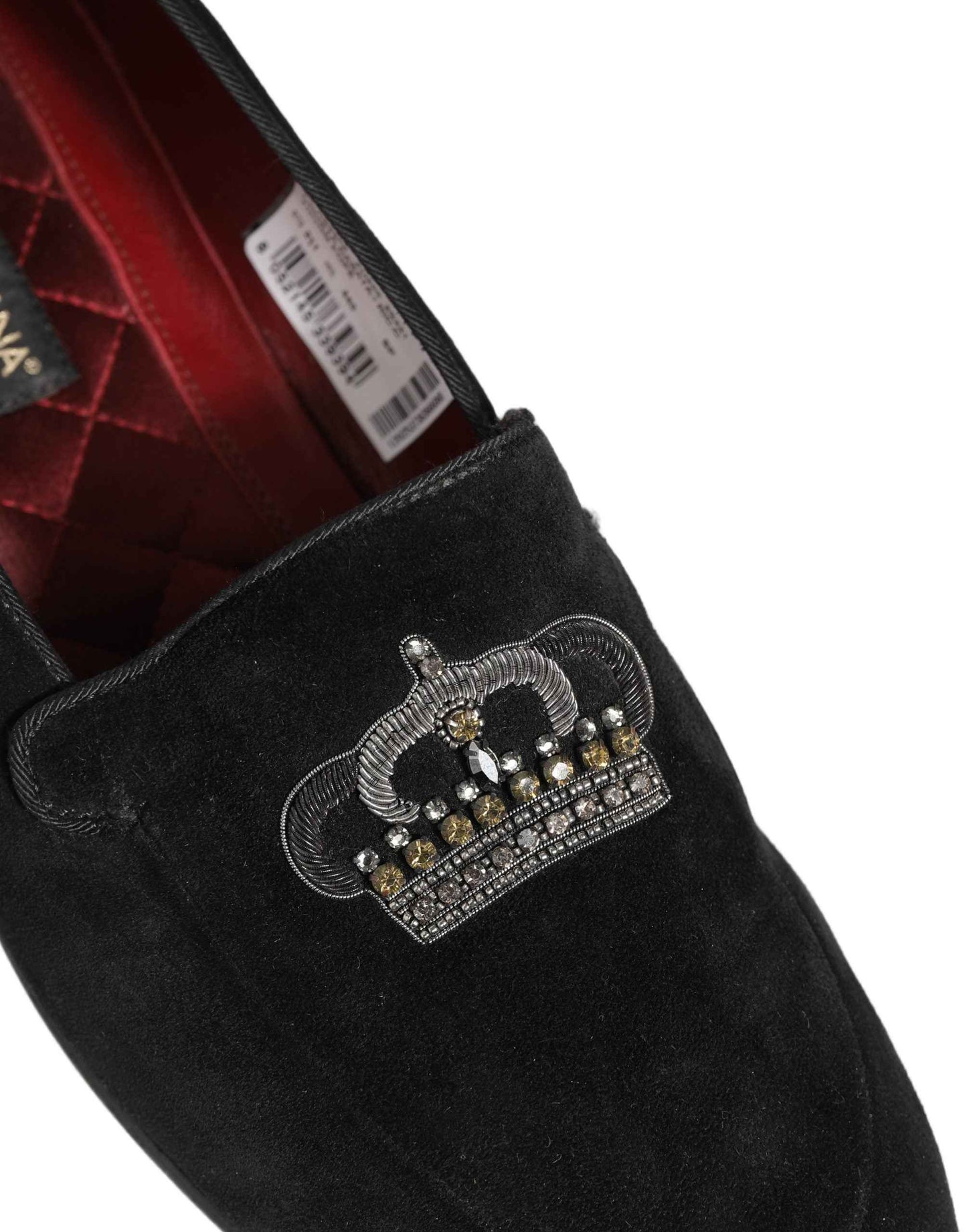 Black Crown Embellished Dress Loafers Shoes