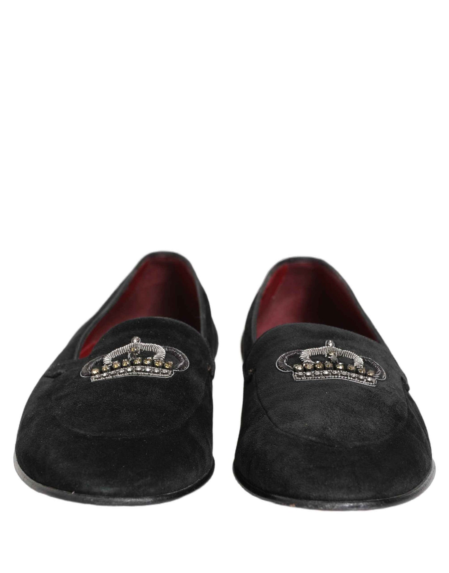 Black Crown Embellished Dress Loafers Shoes