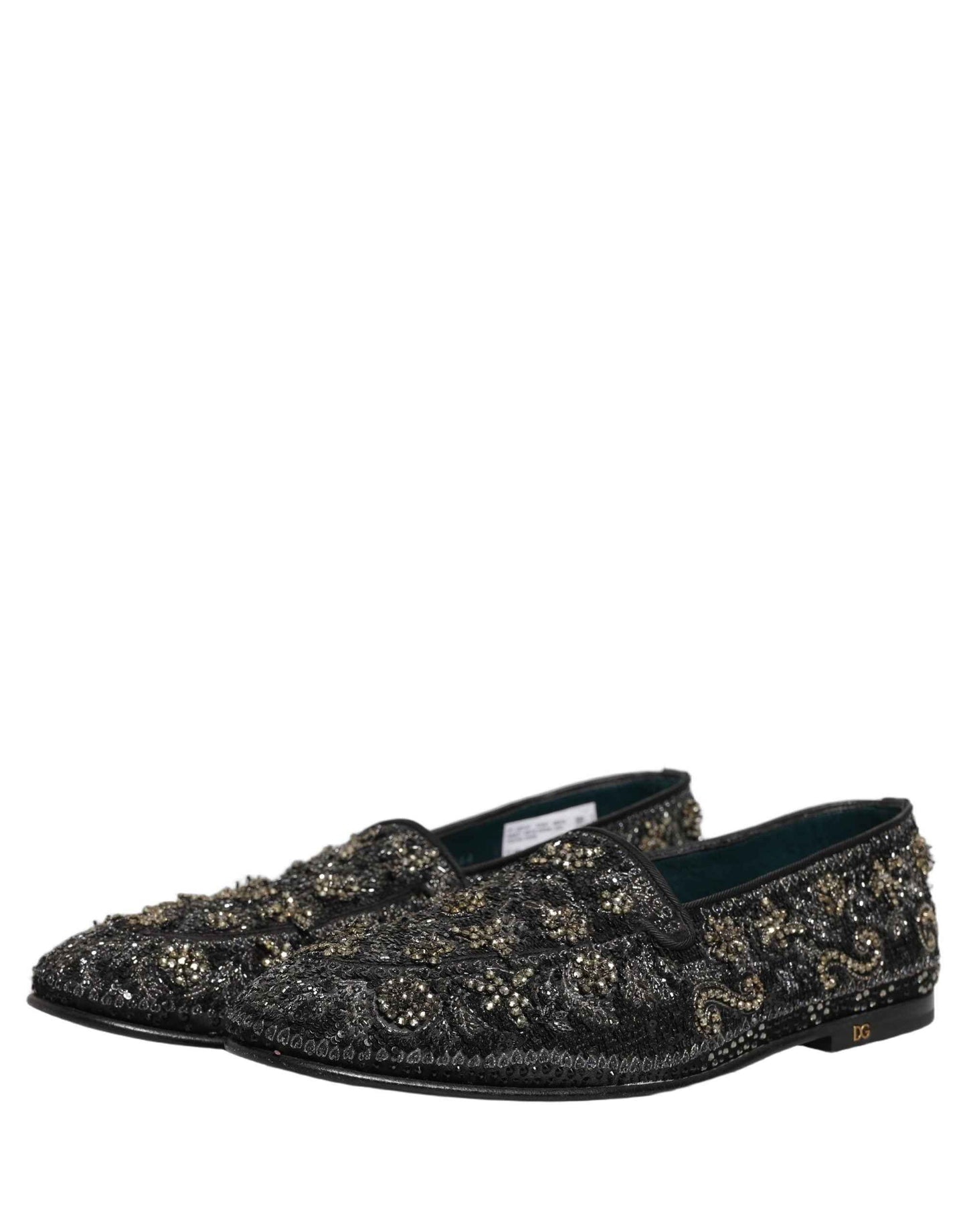Black Rhinestone Embellished Loafers Shoes