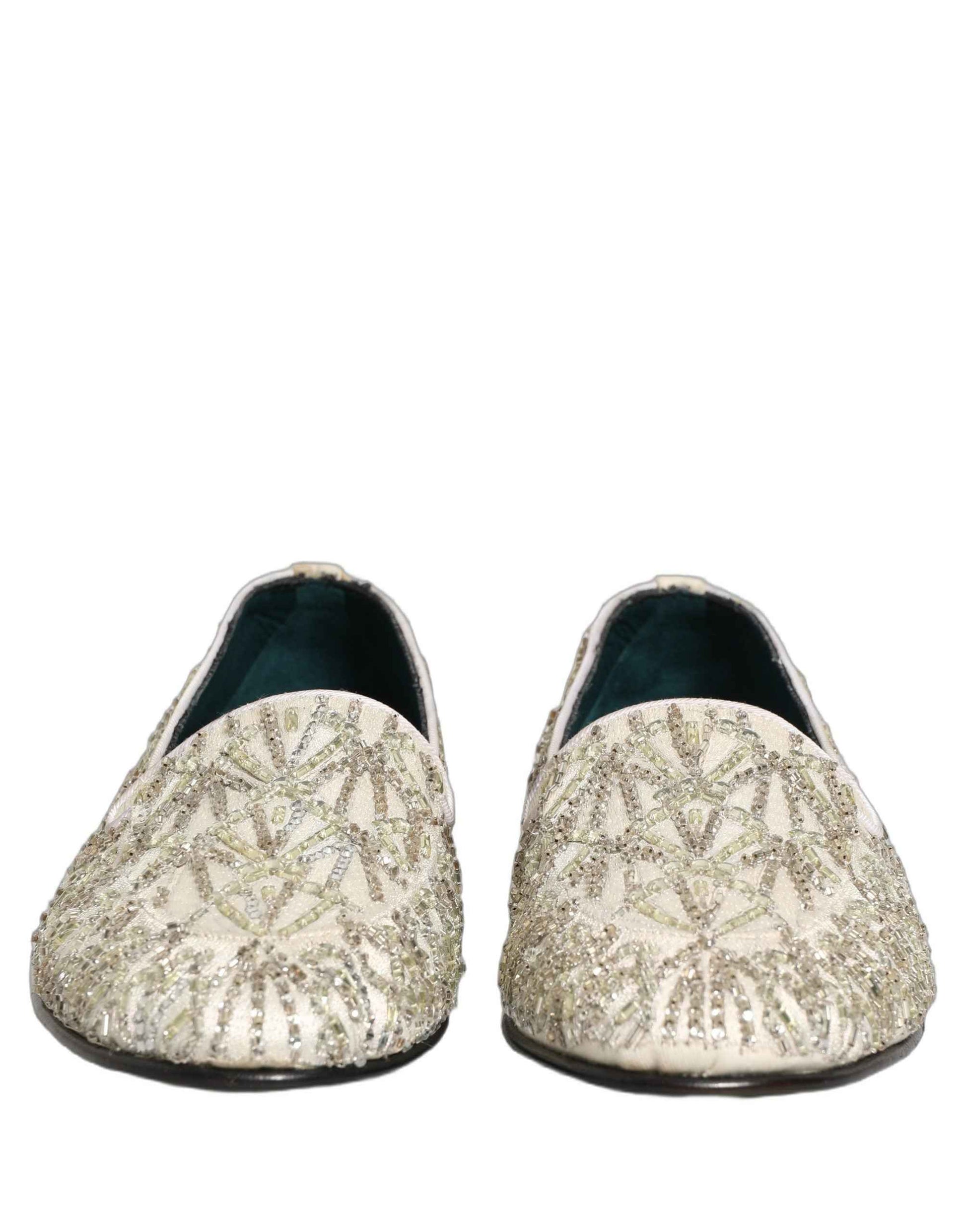 White Velvet Embroidered Dress Loafers Shoes