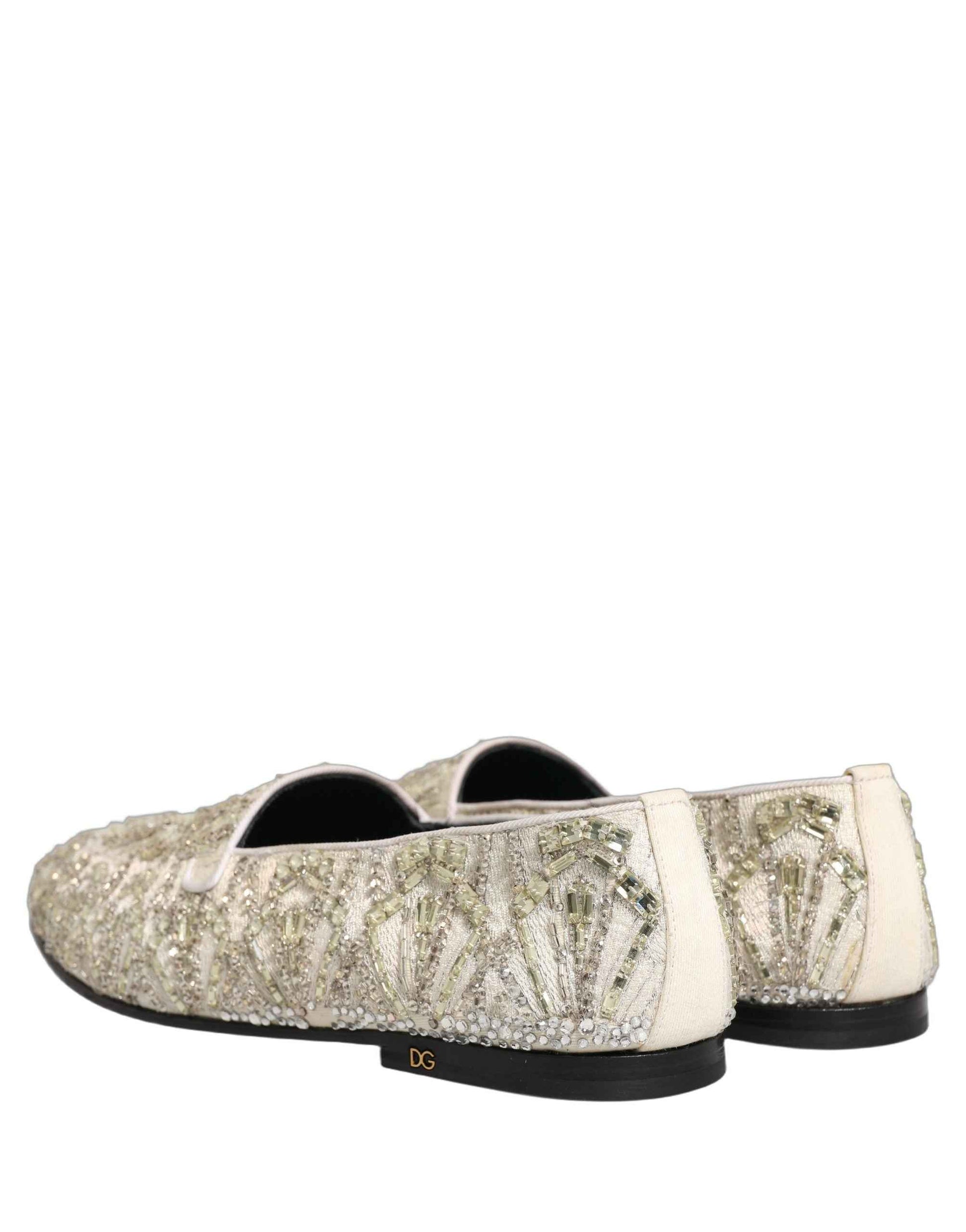 White Velvet Embroidered Dress Loafers Shoes