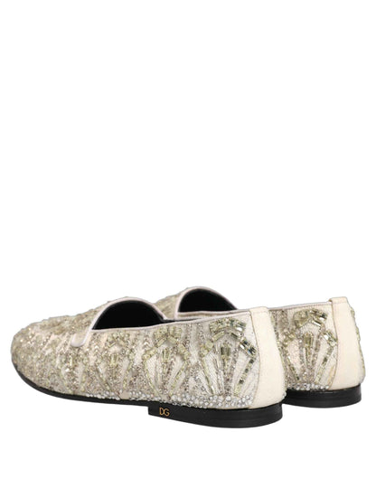 White Velvet Embroidered Dress Loafers Shoes