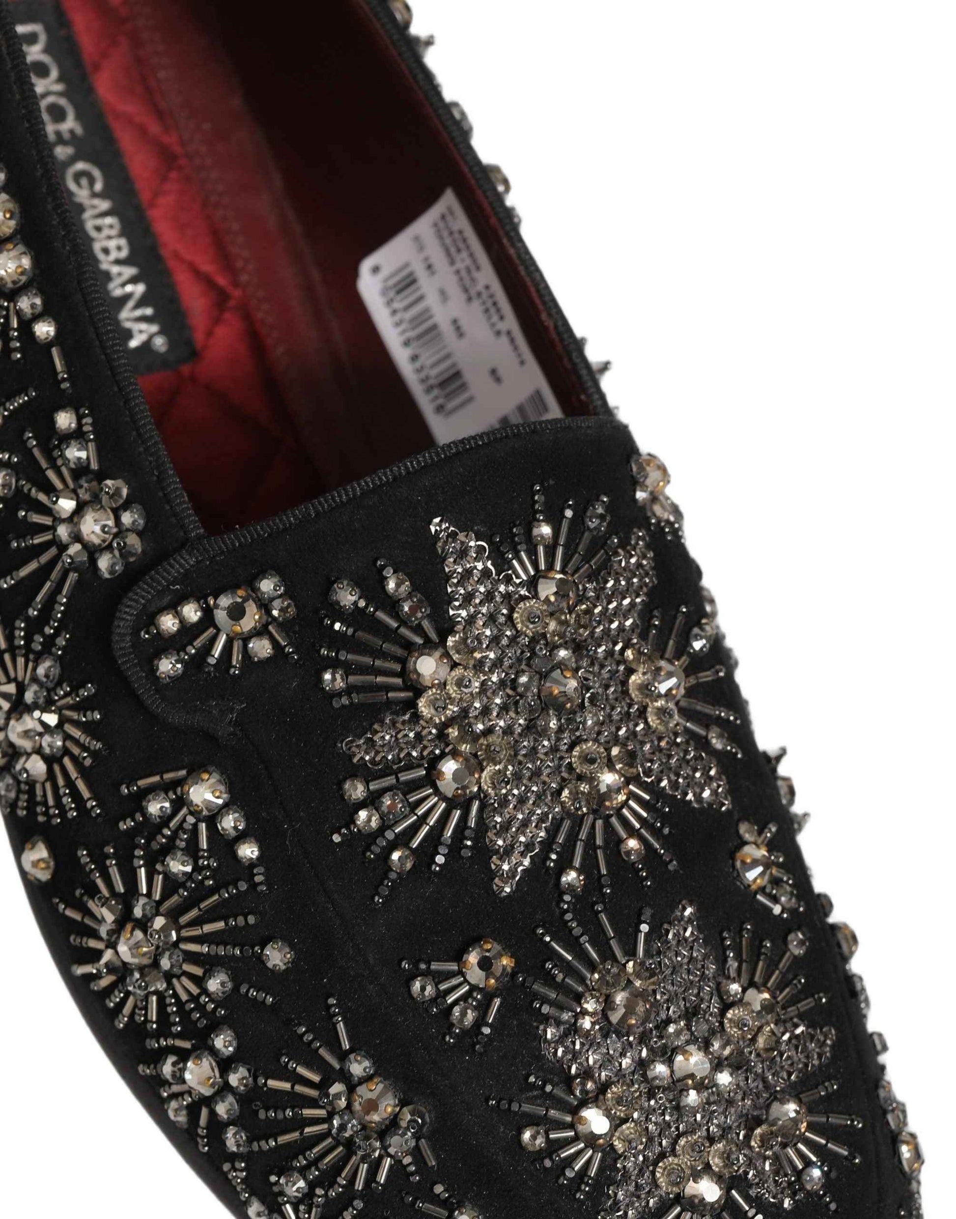 Black Crystal Embellished Dress Loafers Shoes