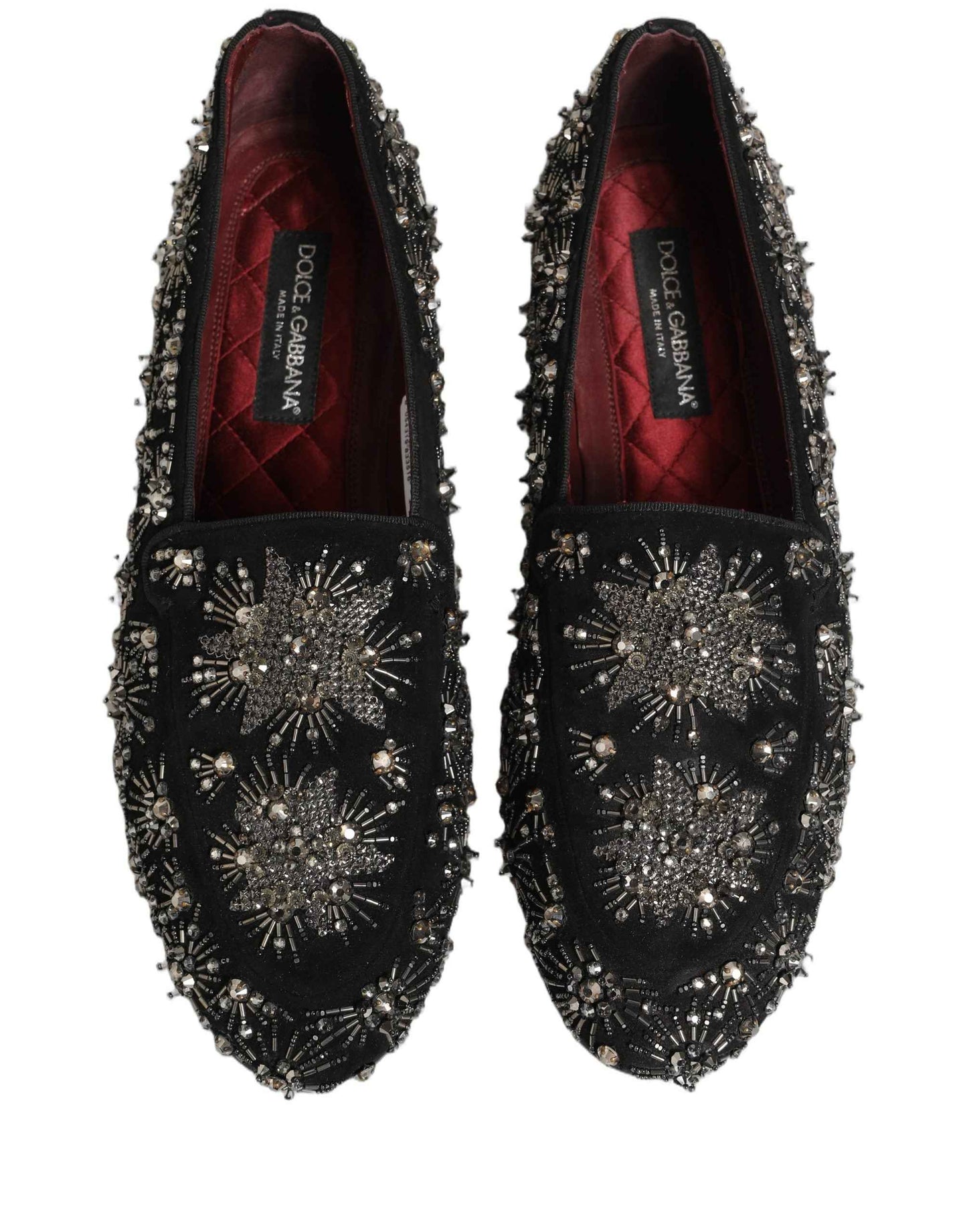 Black Crystal Embellished Dress Loafers Shoes