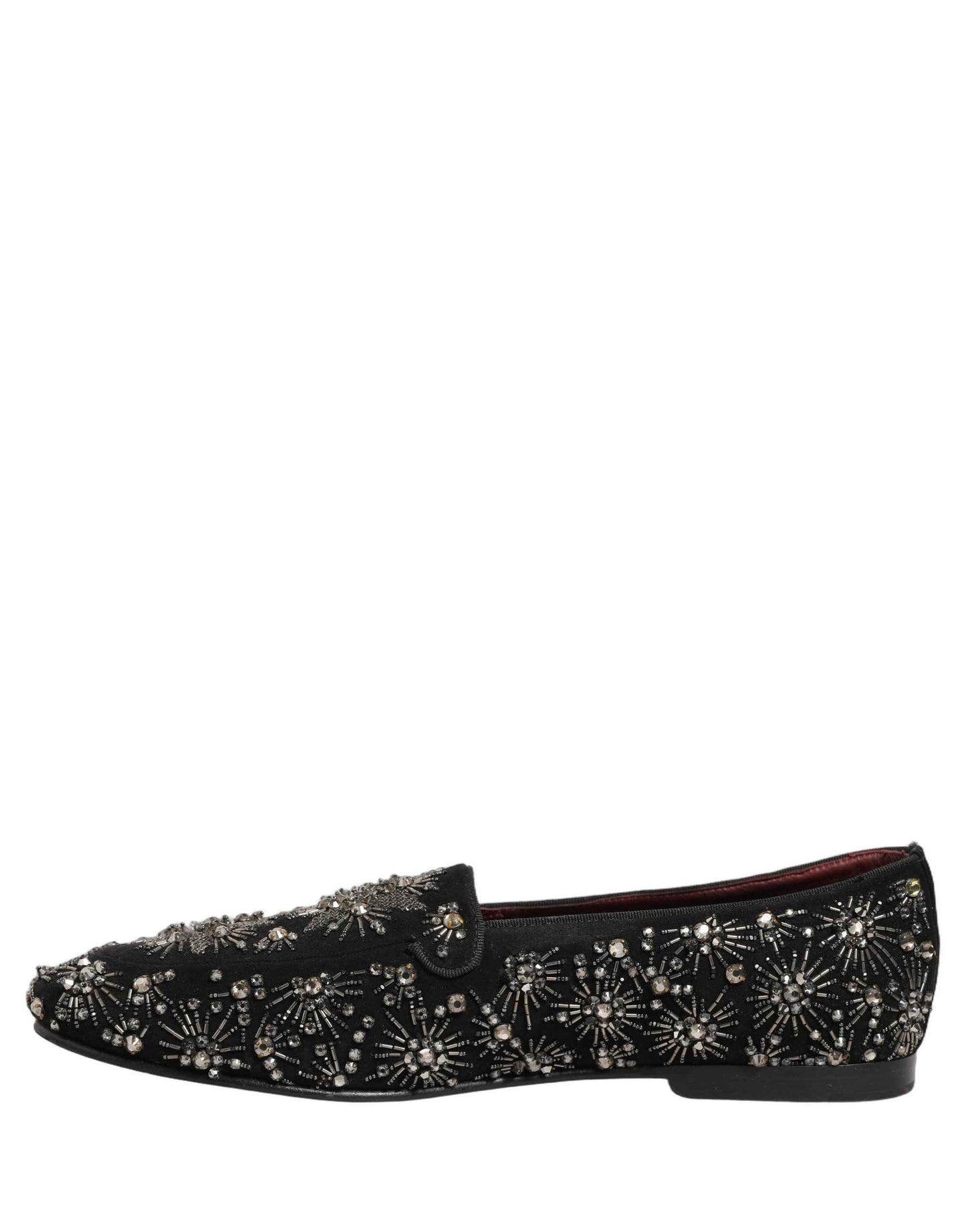 Black Crystal Embellished Dress Loafers Shoes