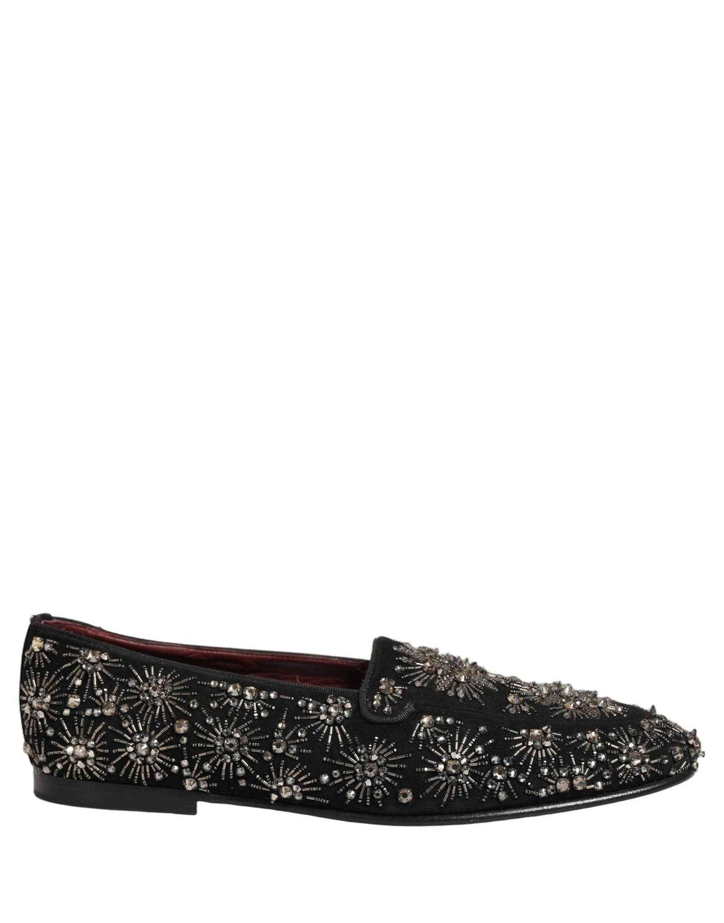 Black Crystal Embellished Dress Loafers Shoes