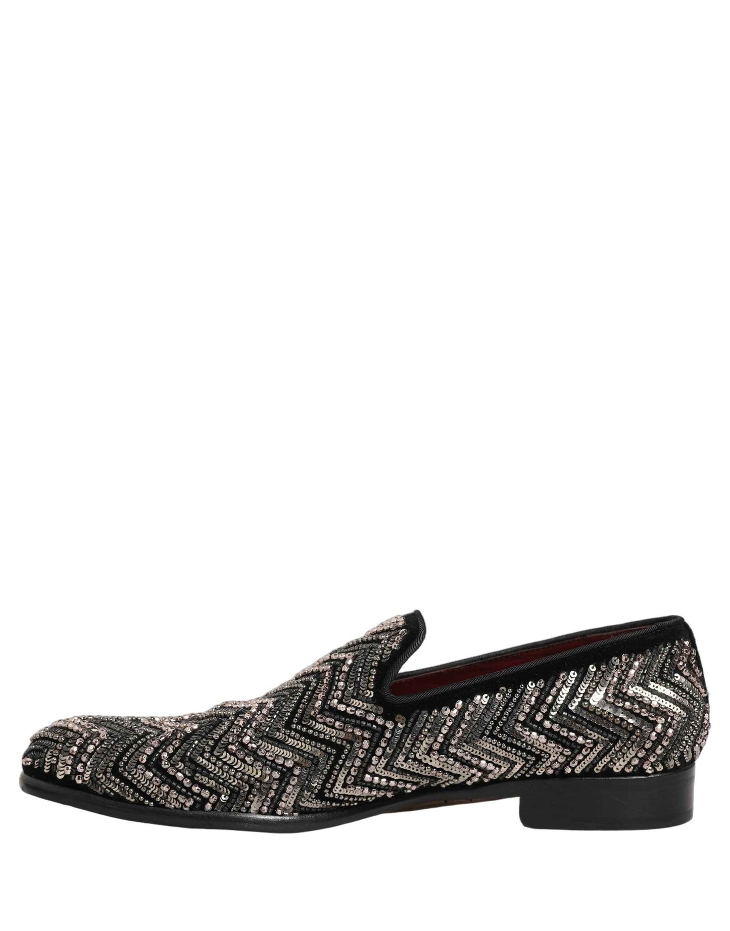 Black Velvet Floral Embellished Loafers Shoes