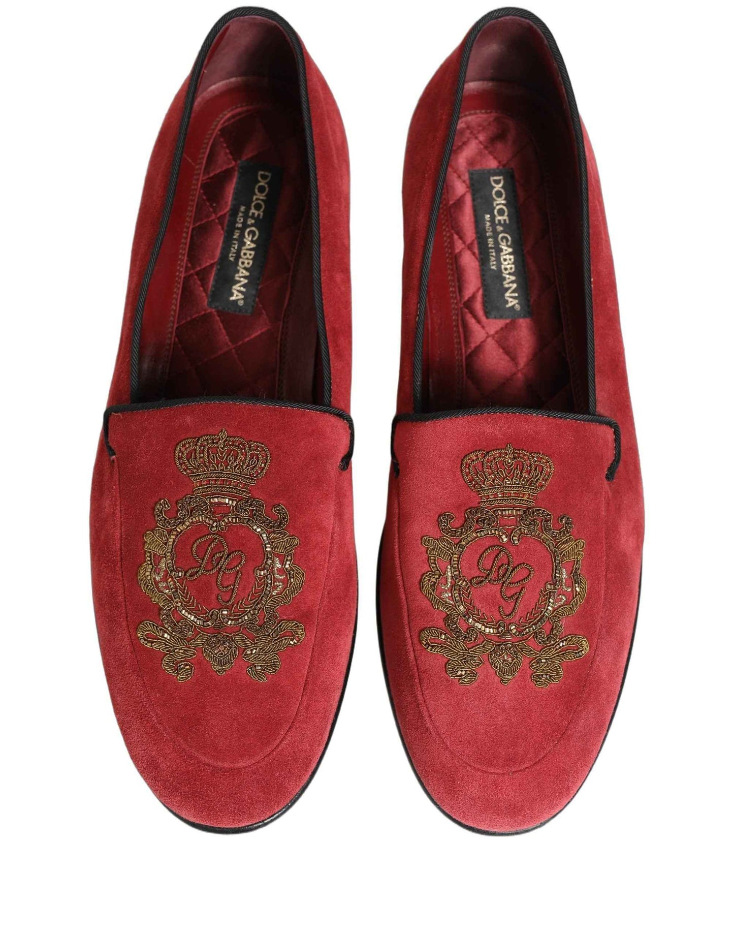 Red Velvet Logo Embroidery Men Loafers Shoes