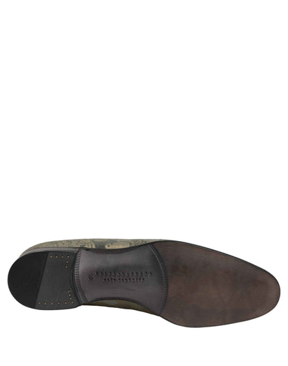 Gold Floral Jacquard Slip On Loafers Shoes