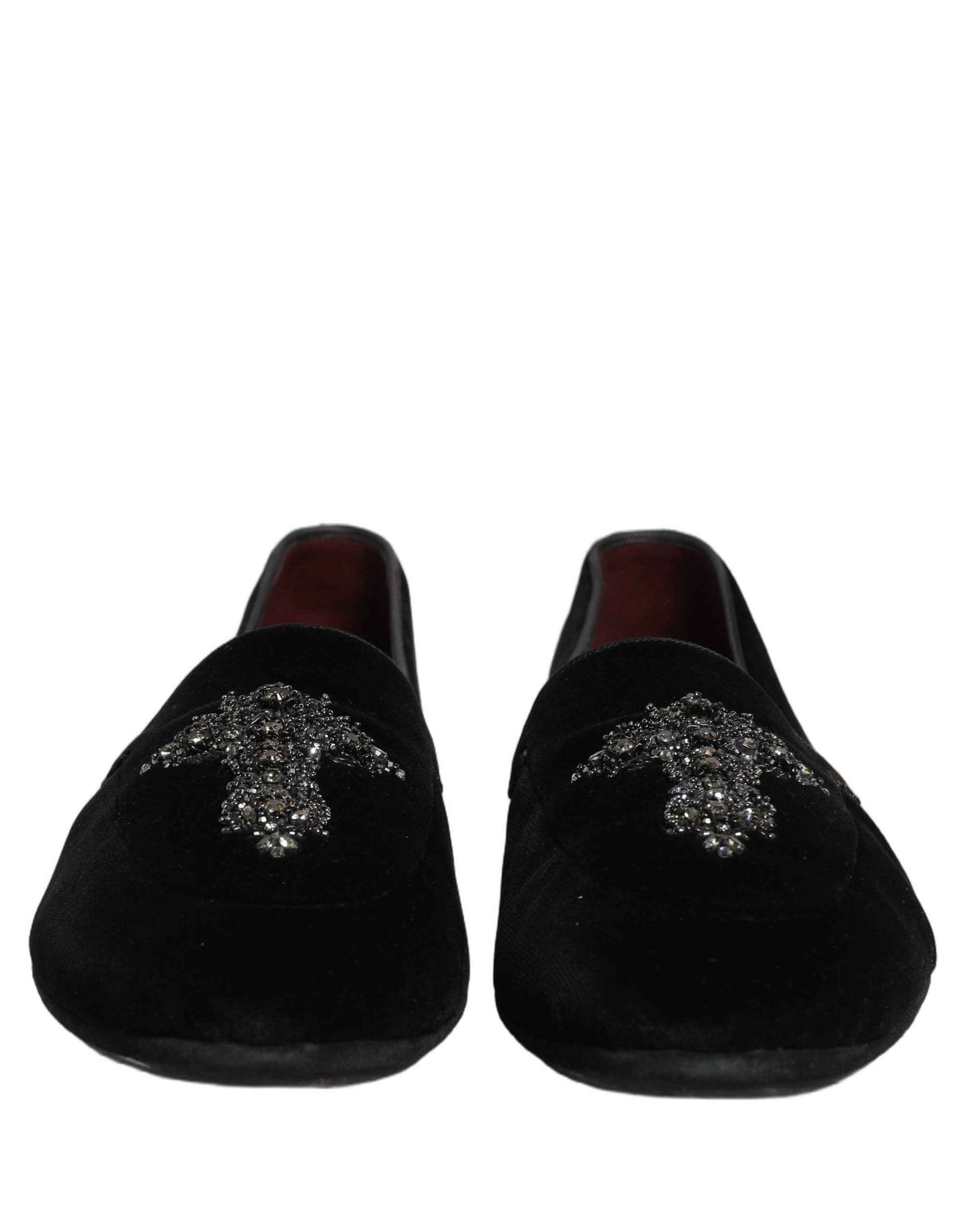 Black Suede Embellished Dress Loafers Shoes