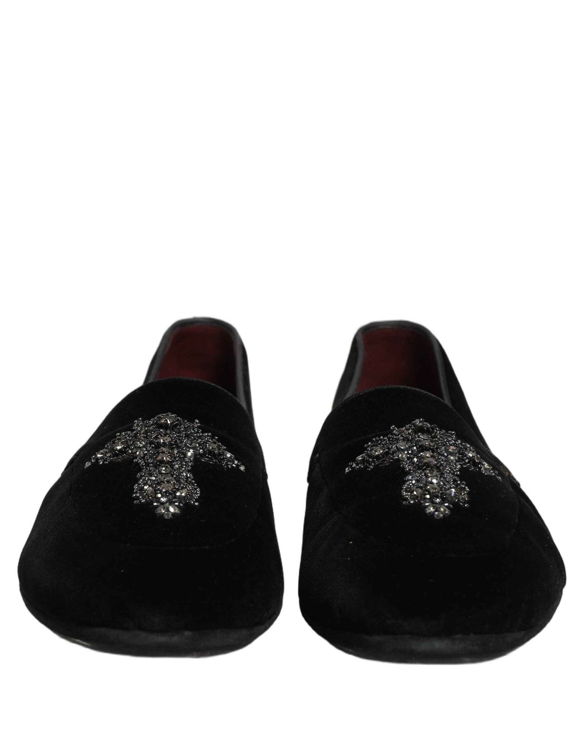 Black Suede Embellished Dress Loafers Shoes