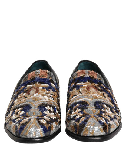 Multicolor Embroidered Sequin Loafers Shoes