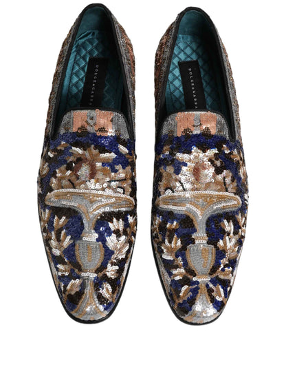 Multicolor Embroidered Sequin Loafers Shoes