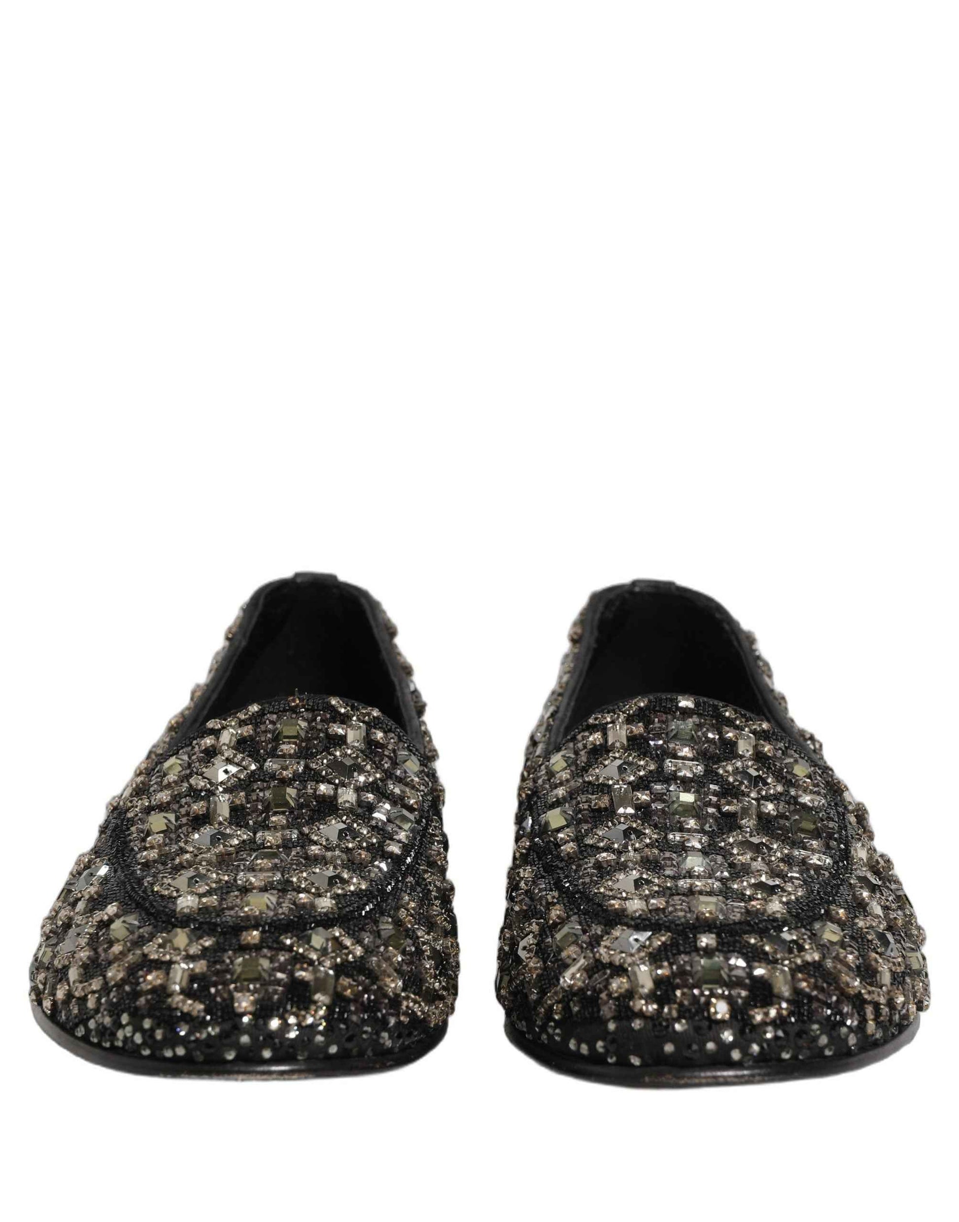 Silver Leather Logo Slip On Loafers Shoes