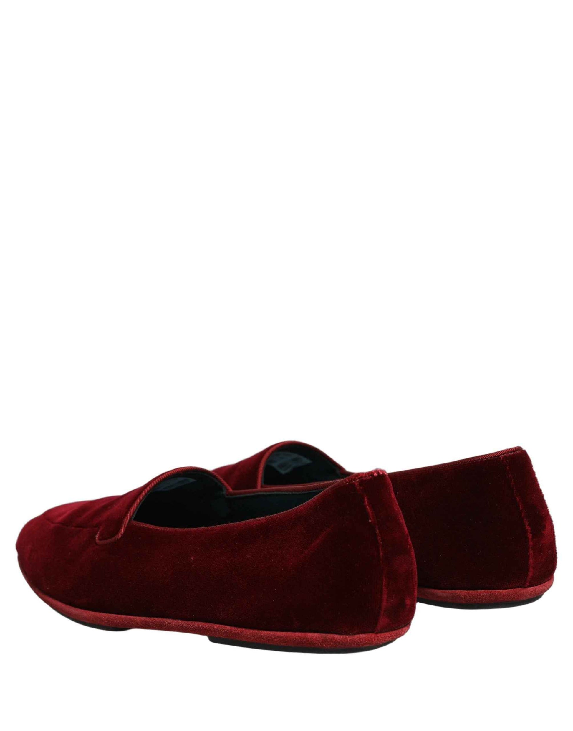 Maroon Velvet Slip On Men Flats Loafers Shoes