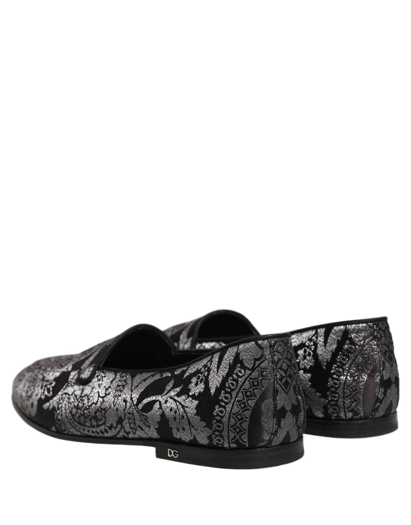 Silver Jacquard Leather Slip On Loafers Shoes