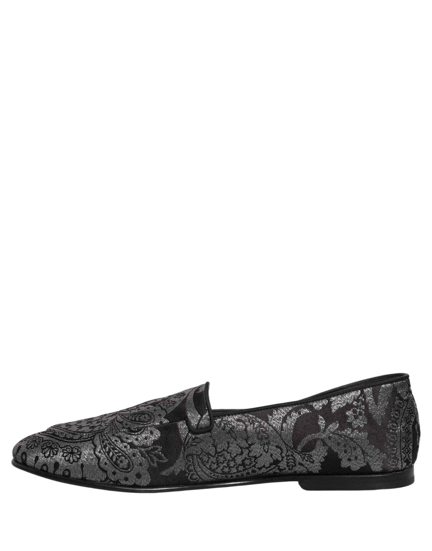 Silver Jacquard Leather Slip On Loafers Shoes