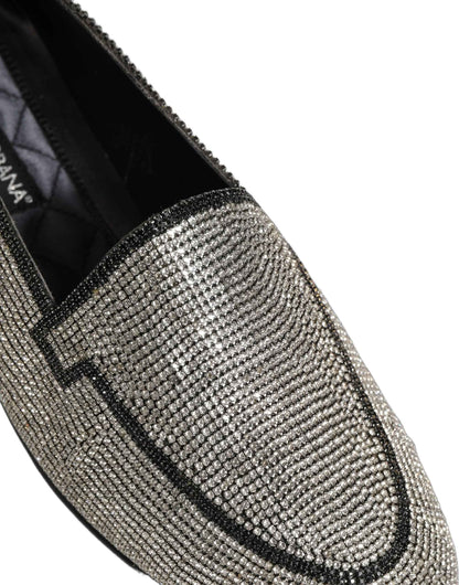 Silver Crystal Embellished Men Loafers Shoes