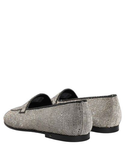 Silver Crystal Embellished Men Loafers Shoes