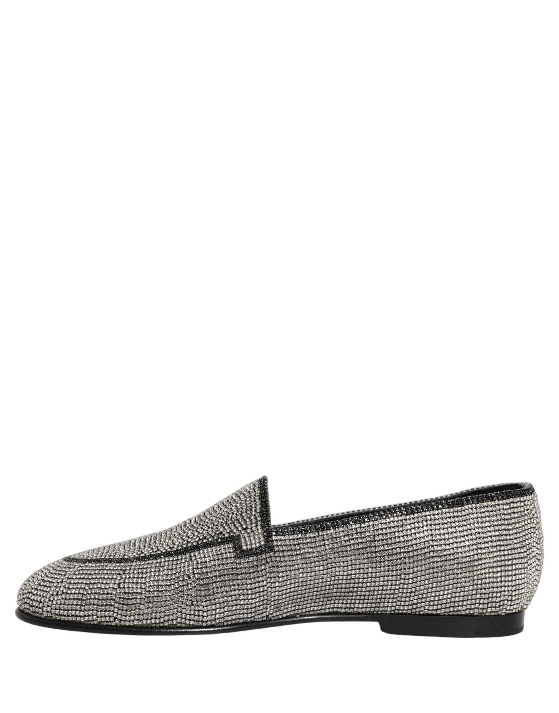 Silver Crystal Embellished Men Loafers Shoes