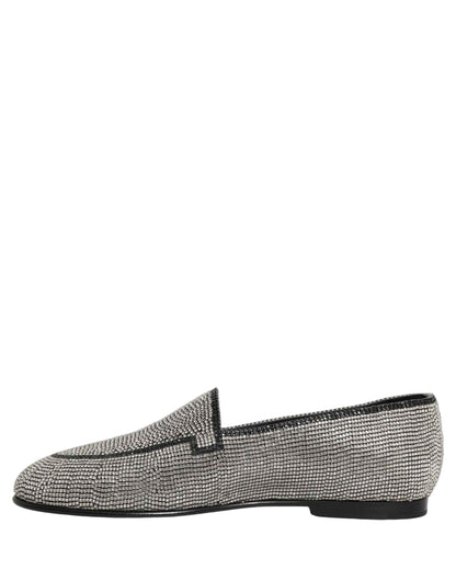 Silver Crystal Embellished Men Loafers Shoes