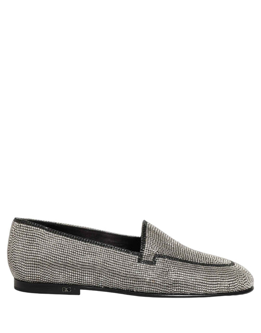 Silver Crystal Embellished Men Loafers Shoes