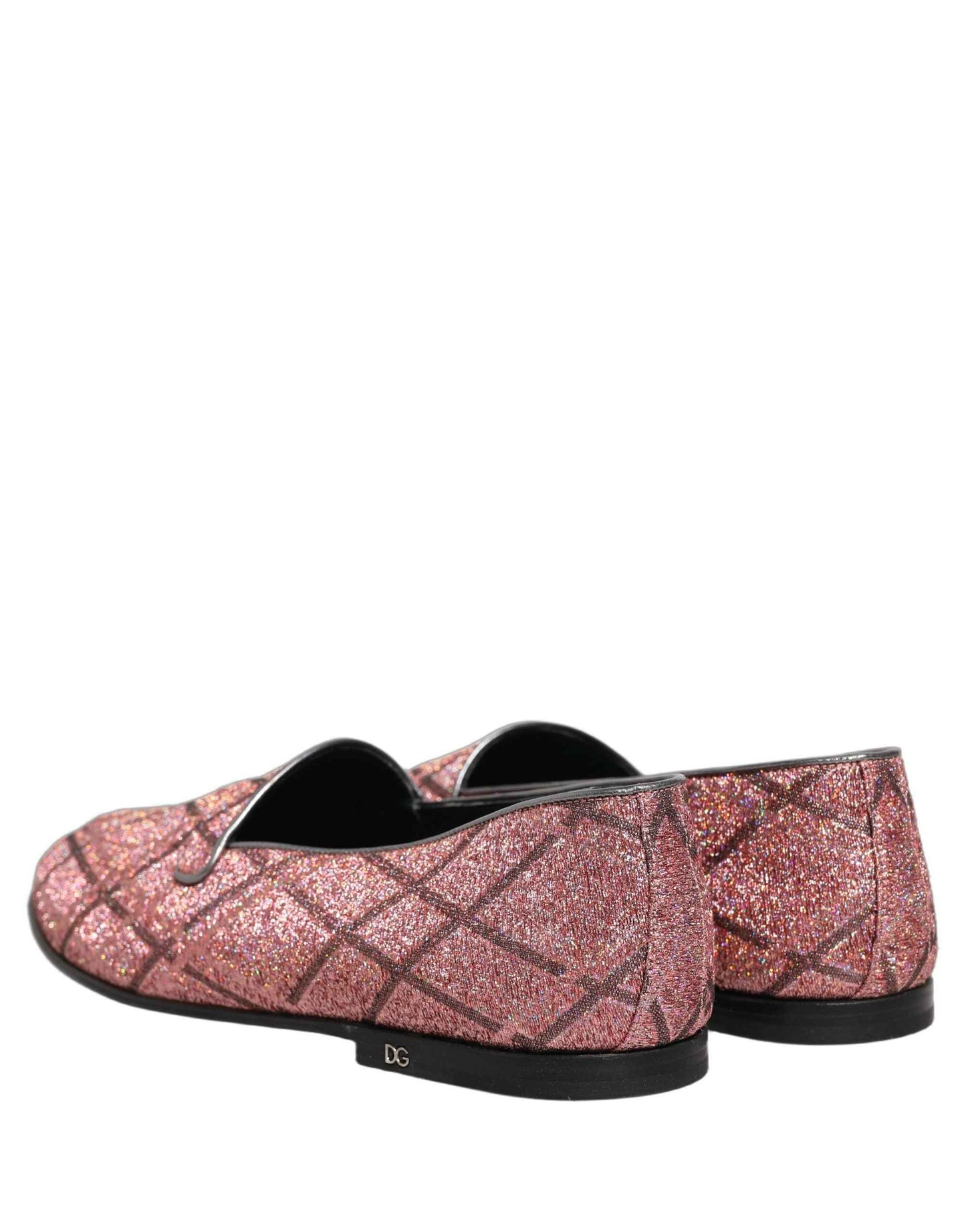 Pink Check Glitter Lurex Logo Loafers Shoes