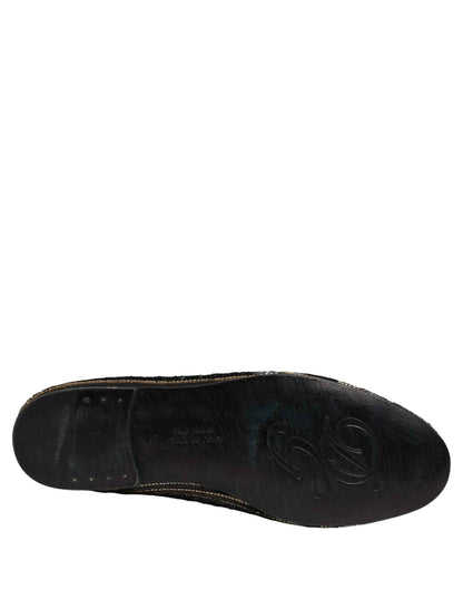 Black Gold Sequined Men Dress Loafers Shoes