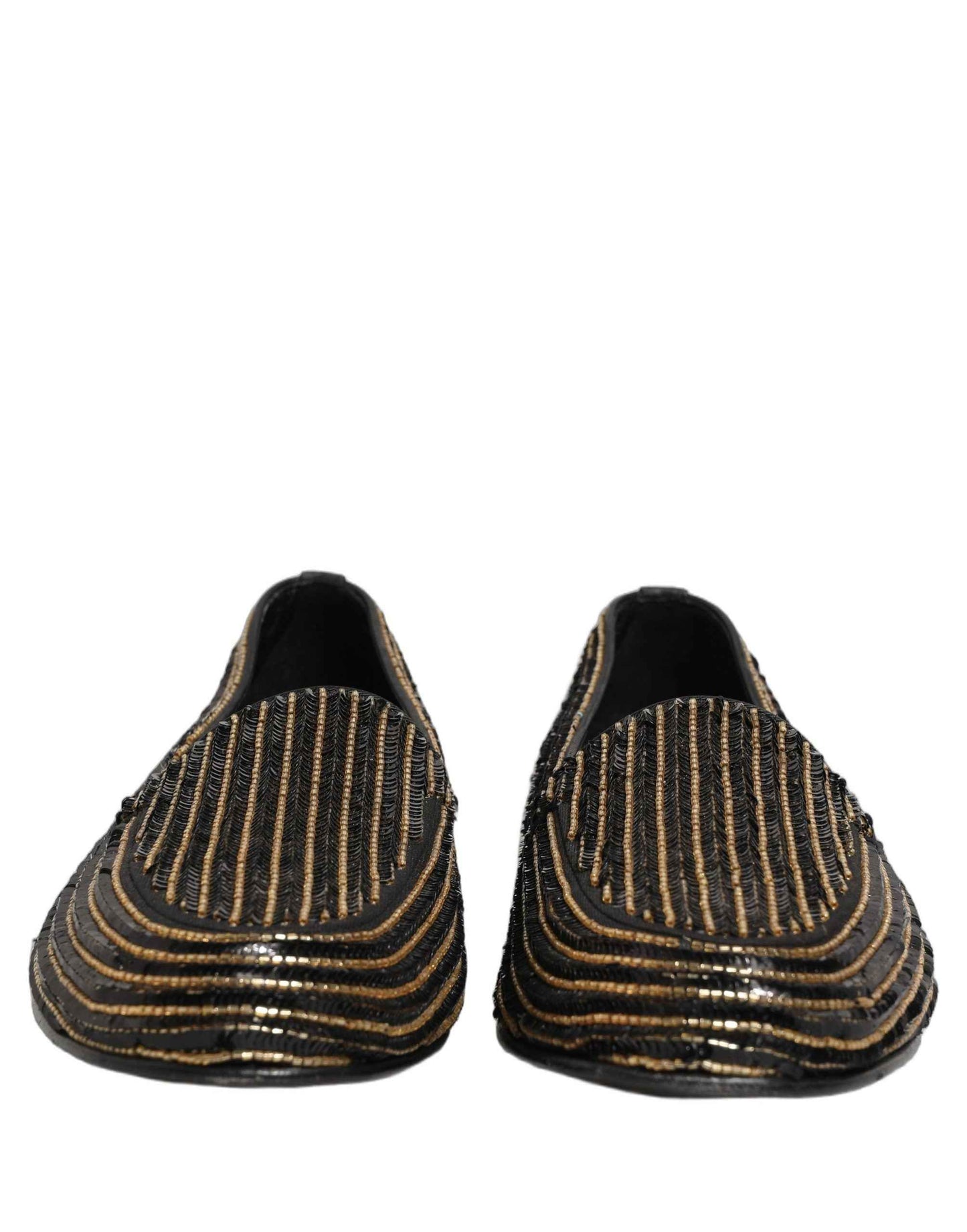 Black Gold Sequined Men Dress Loafers Shoes