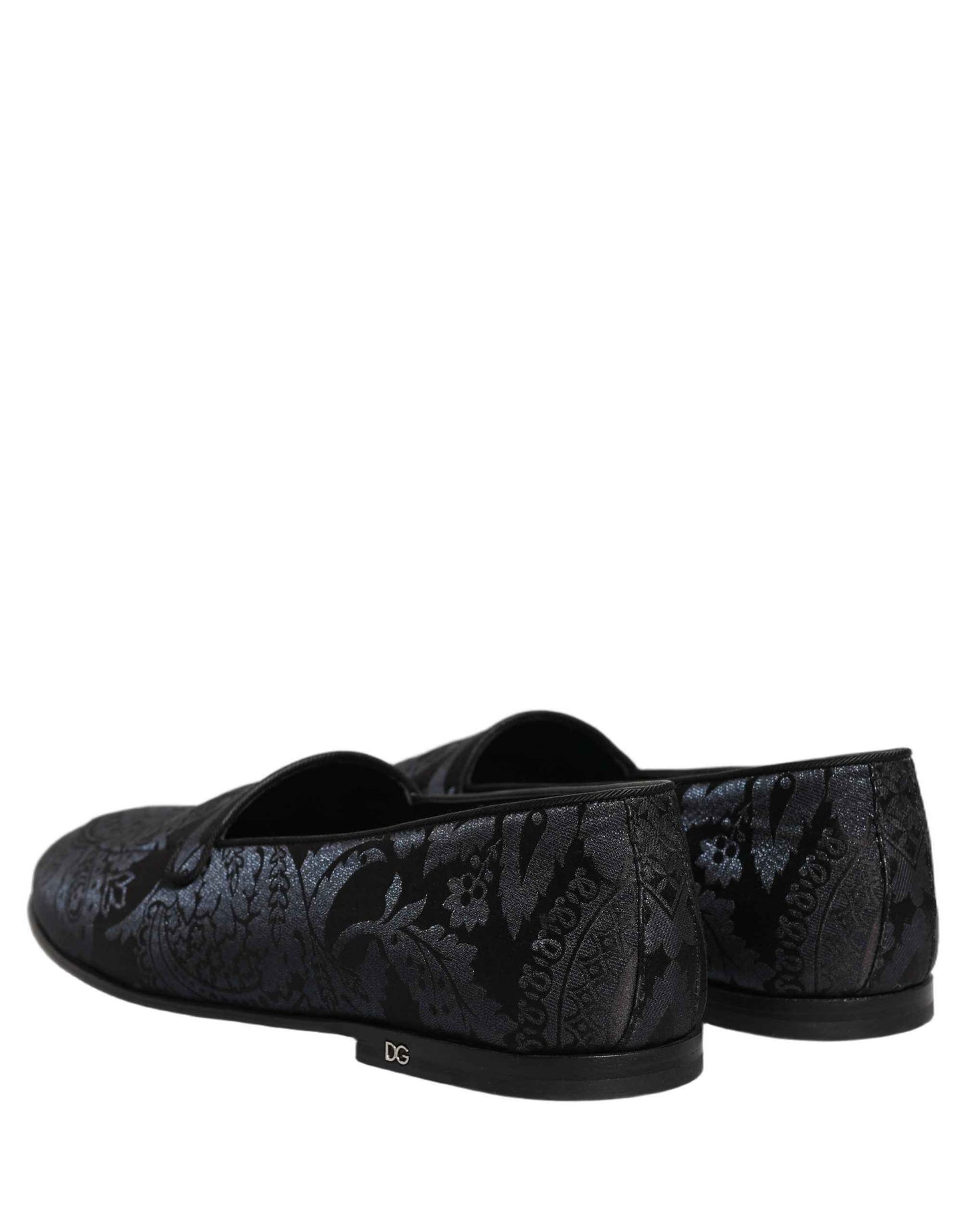 Blue Jacquard Leather Slip On Loafers Shoes