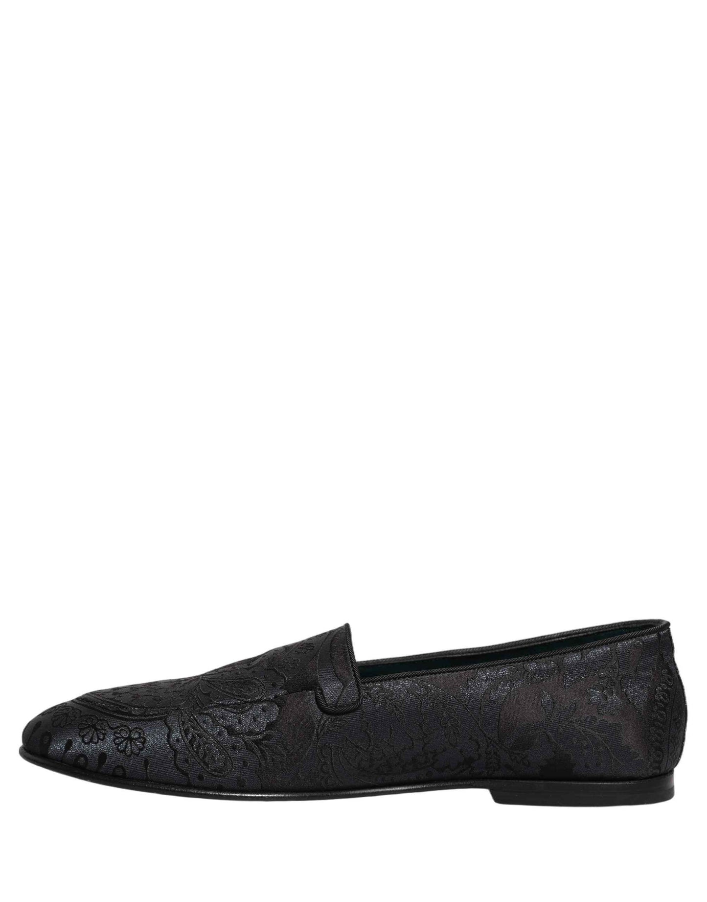 Blue Jacquard Leather Slip On Loafers Shoes