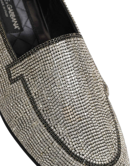 Silver Crystal Embellished Men Loafers Shoes