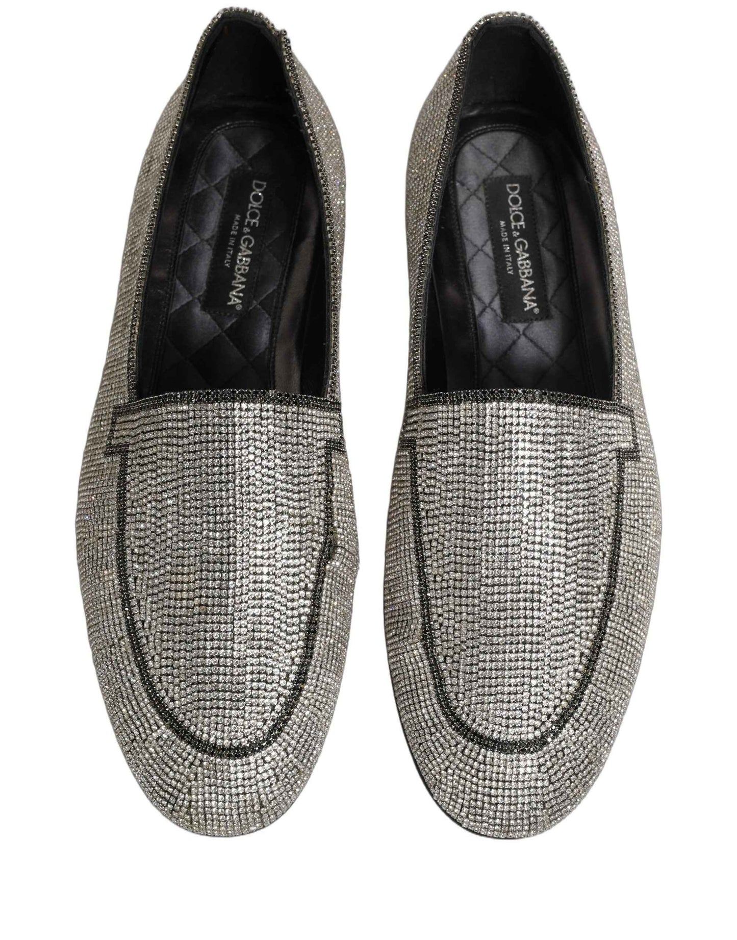 Silver Crystal Embellished Men Loafers Shoes