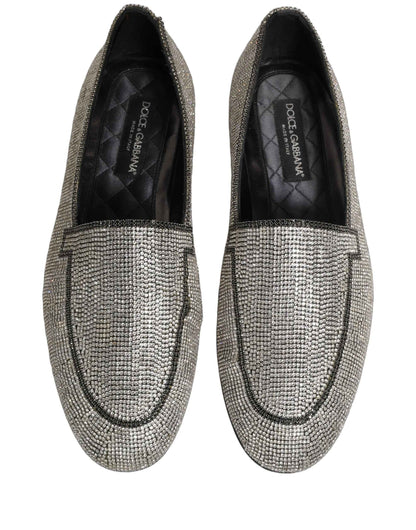 Silver Crystal Embellished Men Loafers Shoes
