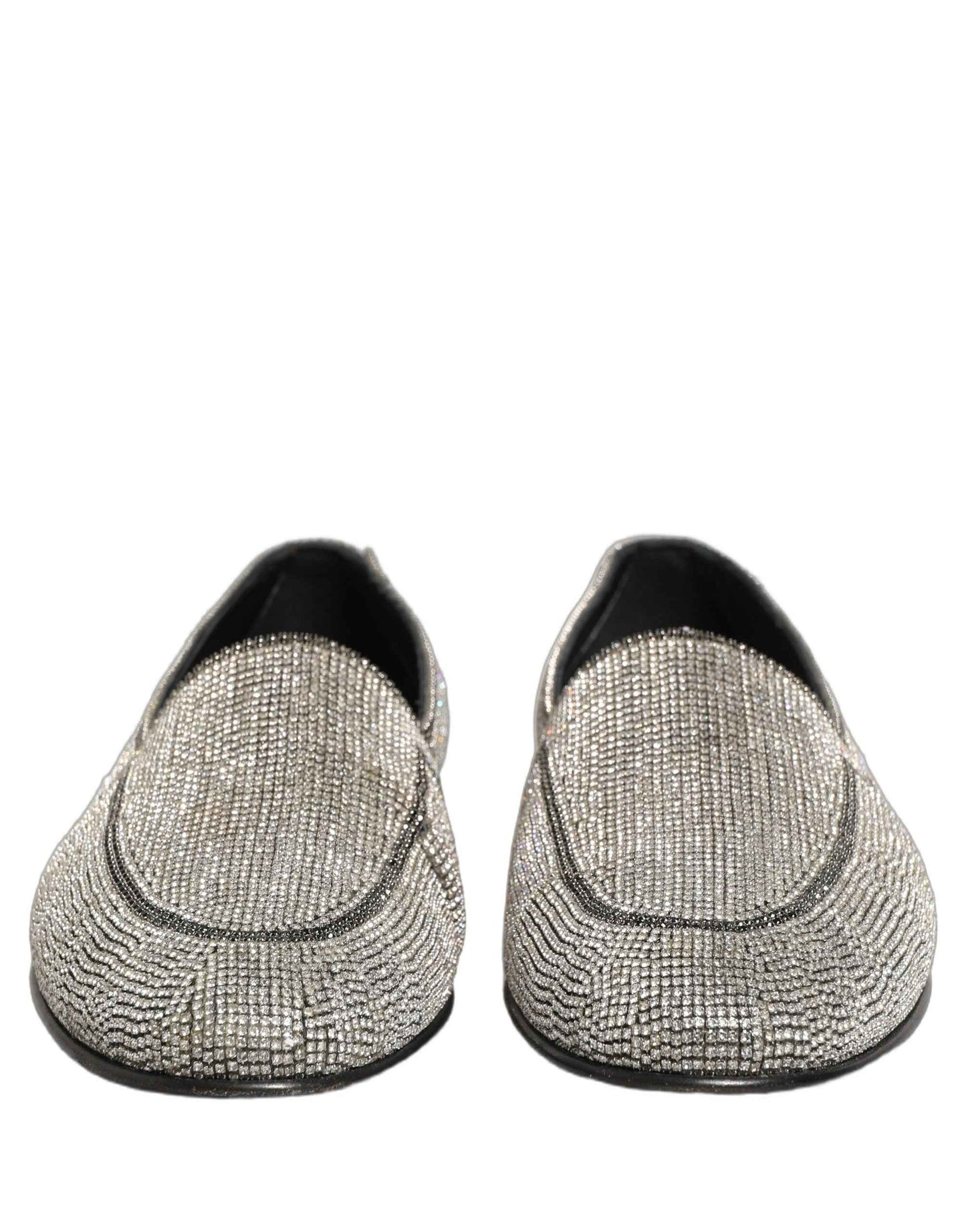 Silver Crystal Embellished Men Loafers Shoes