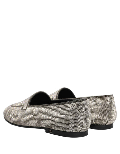 Silver Crystal Embellished Men Loafers Shoes