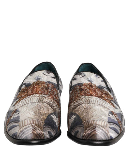 Multicolor Floral Tapestry Embroidery Loafer Shoes