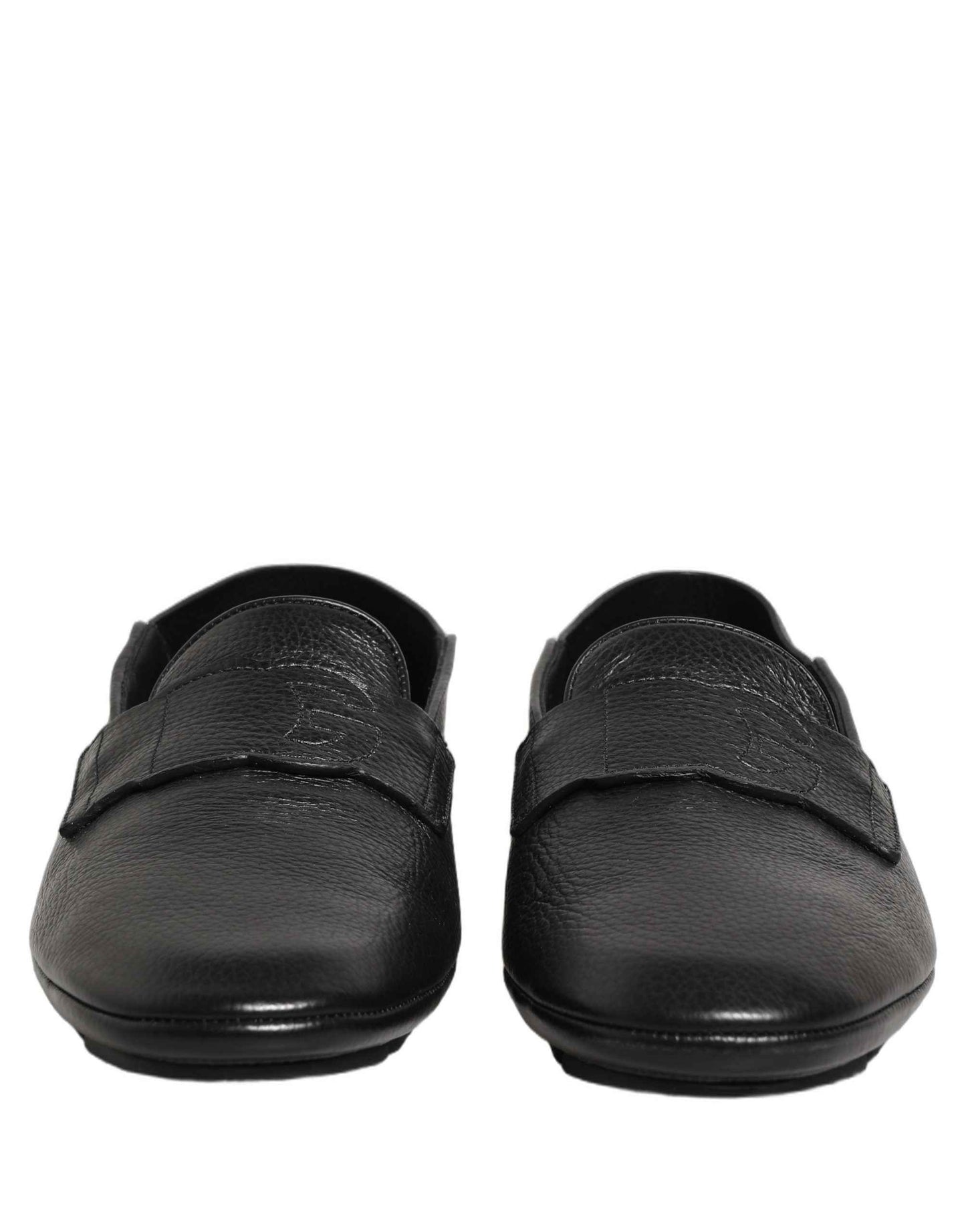 Black Deerskin Leather Driver Loafers Shoes