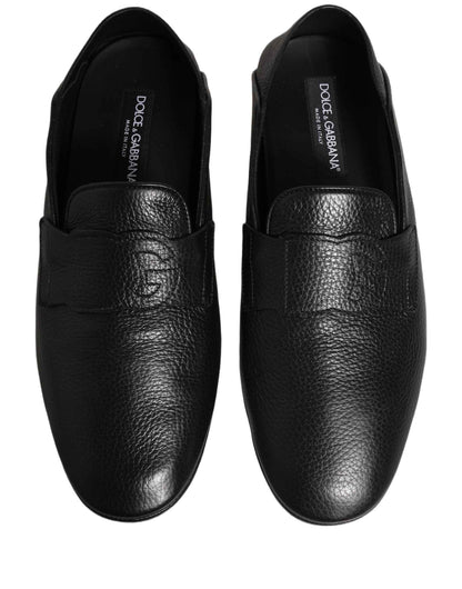 Black Deerskin Leather Driver Loafers Shoes