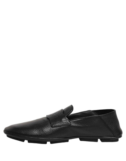 Black Deerskin Leather Driver Loafers Shoes