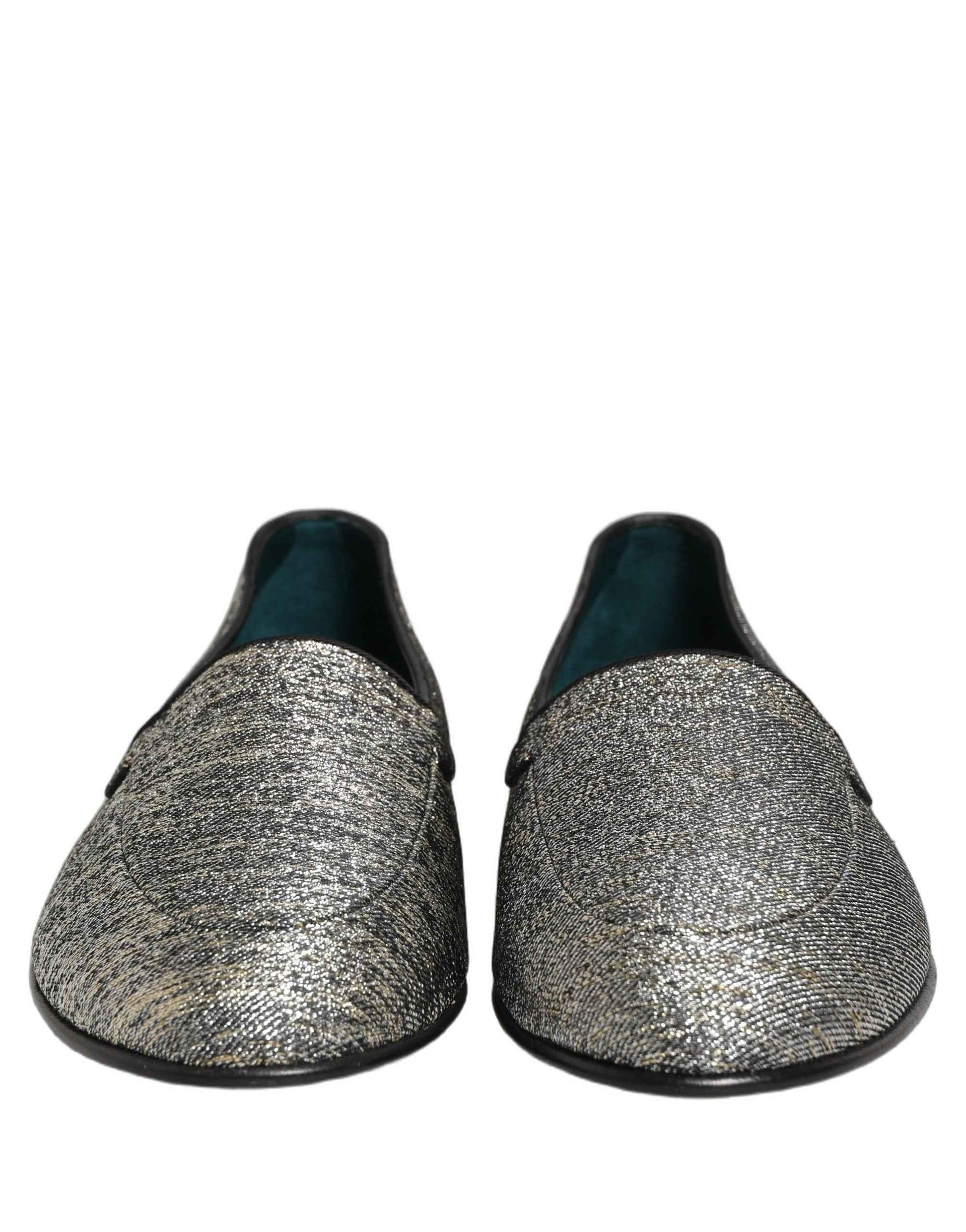 Gray Glitter Lurex DG Logo Dress Loafers Shoes