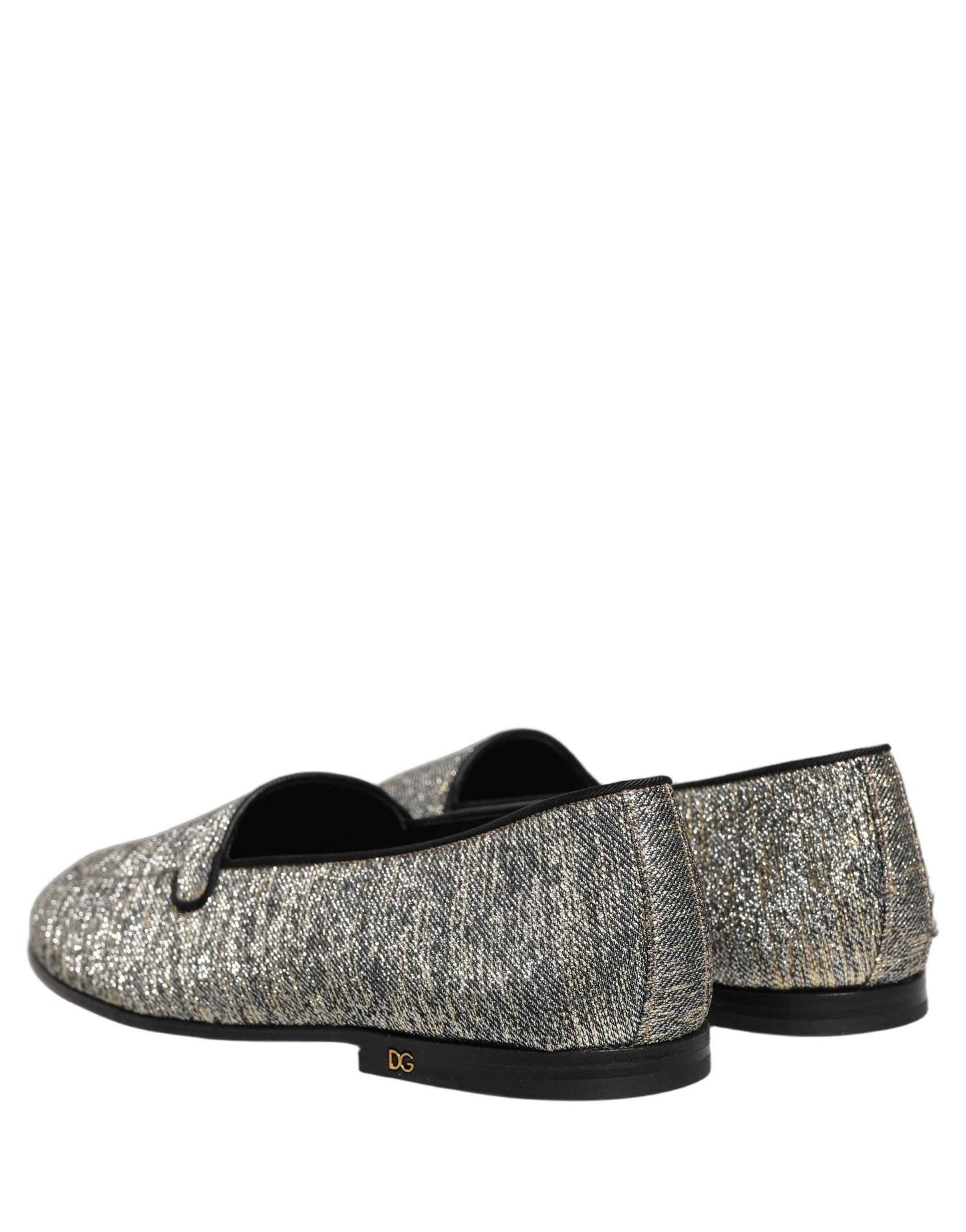 Gray Glitter Lurex DG Logo Dress Loafers Shoes